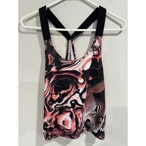 Nike Pro Training Tank-Top Women's Medium Black Coral Print Polyester Dri-Fit